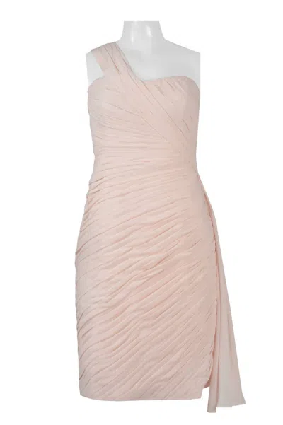 Monique Lhuillier Women's One Shoulder Pleated Party Dress In Blush In Gold