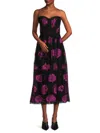 Monique Lhuillier Women's Perle Strapless Rose Embroidered Midi-dress