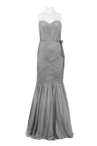 Monique Lhuillier Women's Pleated Strapless Mermaid Dress In Dove In Grey