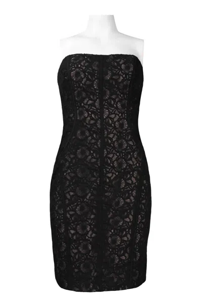 Monique Lhuillier Women's Strapless Embroidered Dress In Black Brown In Multi