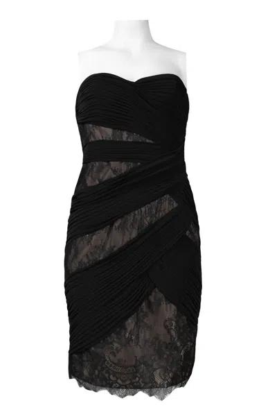 Monique Lhuillier Women's Strapless Pleated & Lace Dress In Black