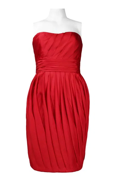 Monique Lhuillier Women's Strapless Pleated Party Dress In Venitian Red In Multi