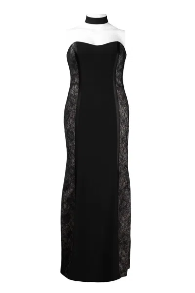 Monique Lhuillier Women's Strapless Side Lace Inset Dress In Black Nude