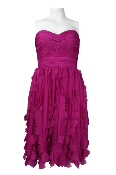 Monique Lhuillier Women's Strapless Tiered Cut Short Dress In Fuchsia In Pink
