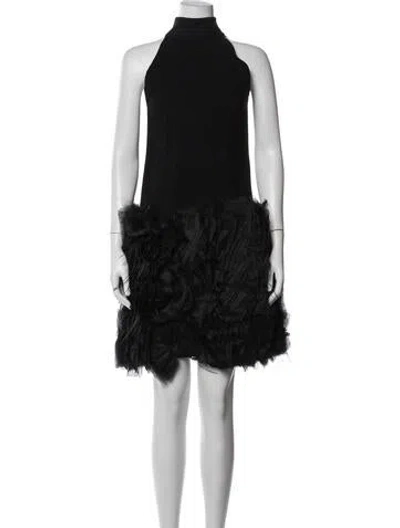 Pre-owned Monique Lhuillier Wool Mini Dress In Blue