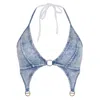 Monique Morin Lingerie Women's Blue Bleach Harness Top In Blue