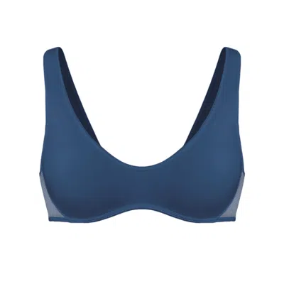 Monique Morin Lingerie Women's Blue Core Scoop Neck Bralette Dark Denim