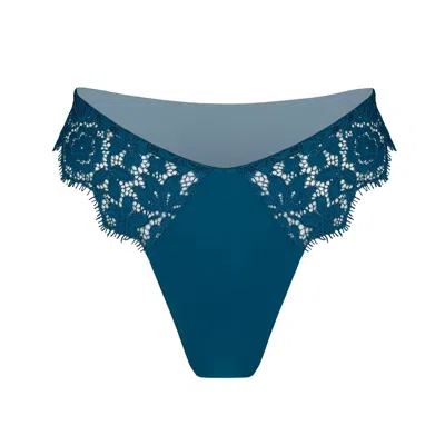Monique Morin Lingerie Women's Blue Frisson Hi Leg Panty Tourmaline