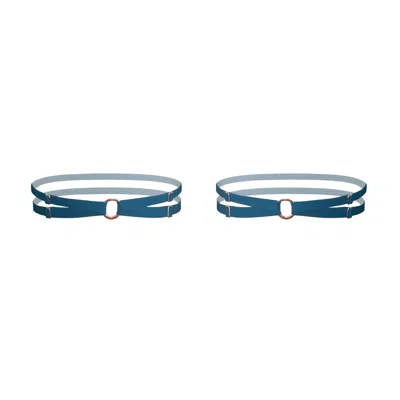 Monique Morin Lingerie Women's Blue Frisson Leg Garters Tourmaline