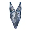 Monique Morin Lingerie Women's Blue Storm X Back Bodysuit In Blue