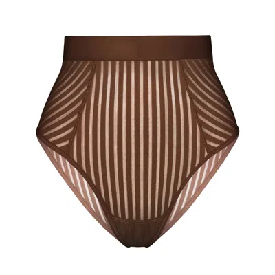 Monique Morin Lingerie Women's Brown Vertigo Hi Waisted Brief Cocoa
