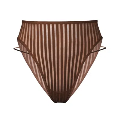 Monique Morin Lingerie Women's Brown Vertigo High Leg Panty Cocoa