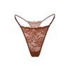 Monique Morin Lingerie Women's Brown Wild Lace Micro-g Thong Salted Caramel In Brown