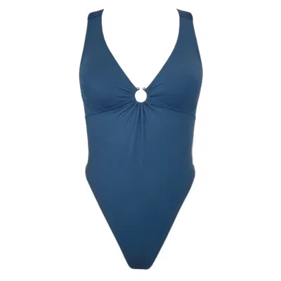 Monique Morin Lingerie Women's Caress X Back Bodysuit Dark Denim Blue