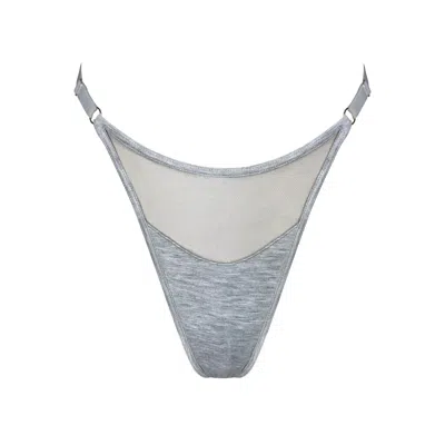 Monique Morin Lingerie Women's Grey Core Adjustable Thong Fog