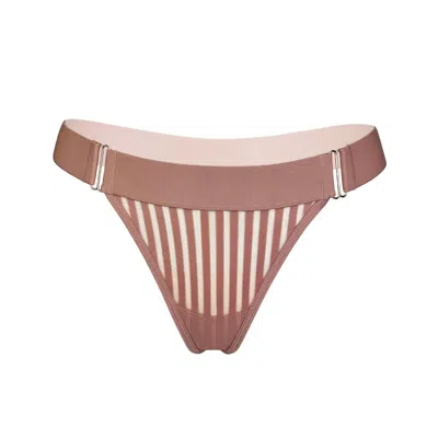 Monique Morin Lingerie Women's Neutrals Vertigo Banded Thong Mushroom In Yellow