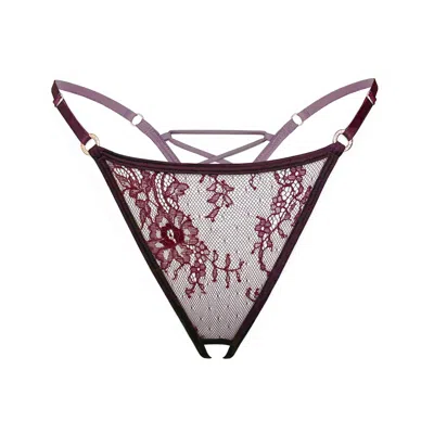 Monique Morin Lingerie Women's Pink / Purple Moonstruck Thong Ouvert Velvet In Pink/purple