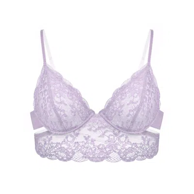 Monique Morin Lingerie Women's Pink / Purple Wild Lace Long Line Bra Lilac Hint In Pink/purple