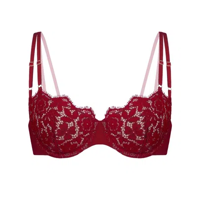 Monique Morin Lingerie Women's Red Frisson Balconette Bra Bloodstone