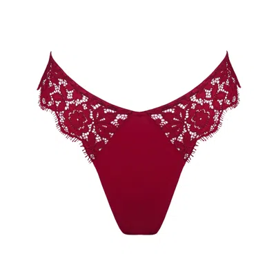Monique Morin Lingerie Women's Red Frisson Hi Leg Panty Bloodstone