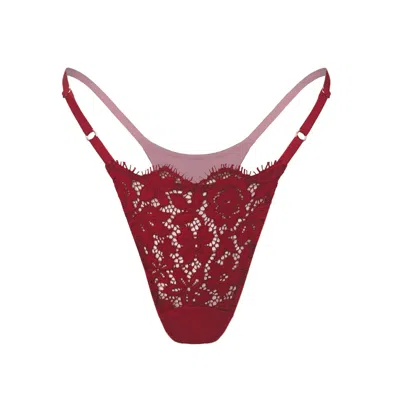Monique Morin Lingerie Women's Red Frisson Micro-g Thong Bloodstone
