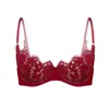 Monique Morin Lingerie Women's Red Frisson Scoop Demi Bra Bloodstone In Red
