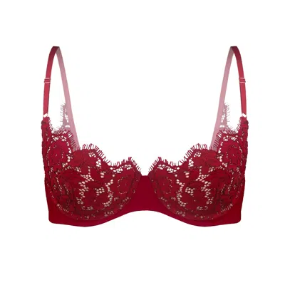 Monique Morin Lingerie Women's Red Frisson Scoop Demi Bra Bloodstone