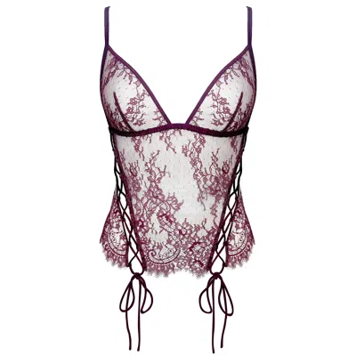 Monique Morin Lingerie Women's Red Moonstruck Lace Camisole Velvet