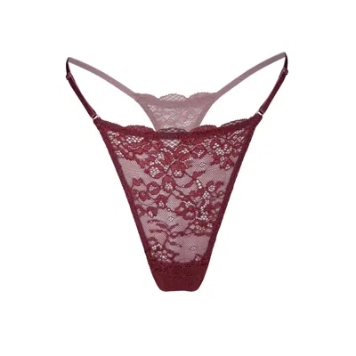 Monique Morin Lingerie Women's Red Wild Lace Micro-g Thong Velvet