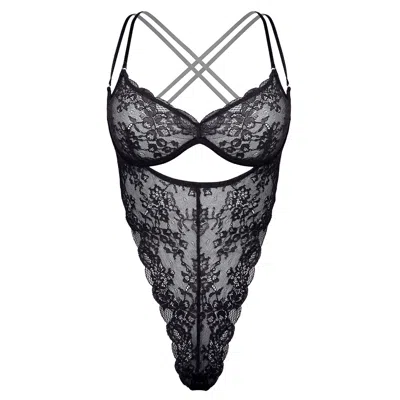 Monique Morin Lingerie Women's Rush Ouvert Bodysuit Black