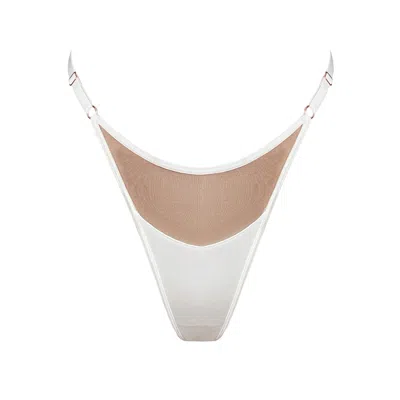 Monique Morin Lingerie Women's White Core Adjustable Thong Crystal