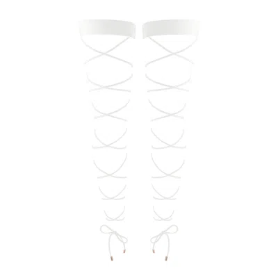 Monique Morin Lingerie Women's White Crisscross Stay Up Crystal