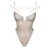 Monique Morin Lingerie Women's White Ether Bodysuit Crystal In White