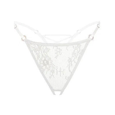 Monique Morin Lingerie Women's White Moonstruck Thong Ouvert Crystal
