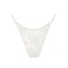 Monique Morin Lingerie Women's White Wild Lace Crystal Adjustable Thong In White