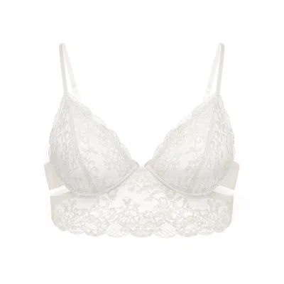 Monique Morin Lingerie Women's White Wild Lace Crystal Long Line Bra