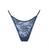 Monique Morin Lingerie Women's Wild Lace Adjustable Thong Dark Denim Blue In Blue