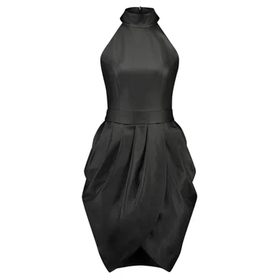 Monique Singh Women's Black Faux Leather Midi Cocktail Dress