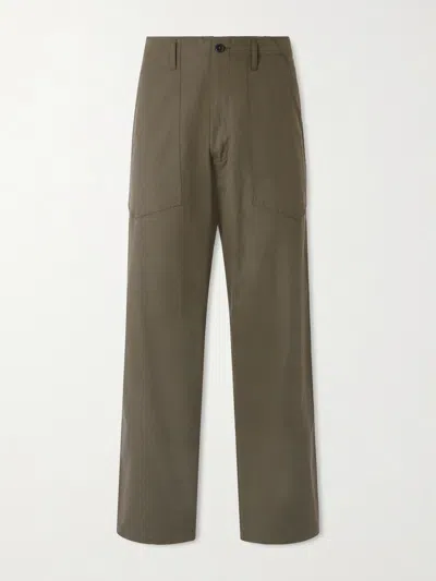 Monitaly Fatigue Wide-leg Cotton Trousers In Green