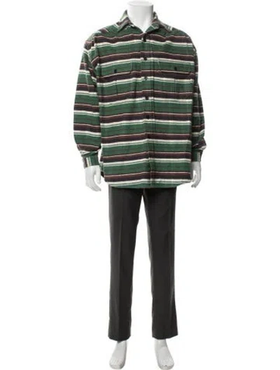 Pre-owned Monitaly Striped Long Sleeve Shirt In Green