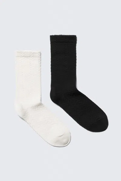 Monki 2-pack Pointelle Cotton Crew Socks