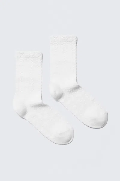 Monki 2-pack Pointelle Cotton Crew Socks
