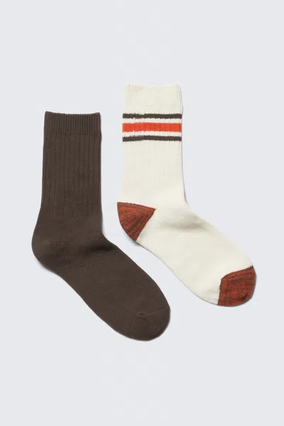 Monki 2-pack Ribbed Crew Socks