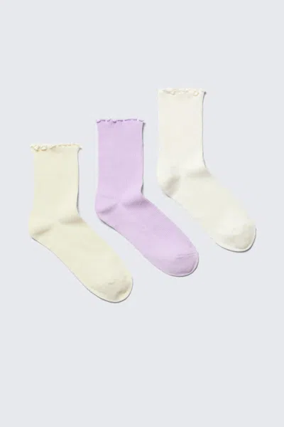 Monki 3-pack Frill Socks In Multi