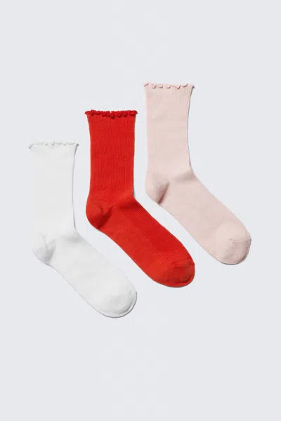 Monki 3-pack Frilled Crew Socks