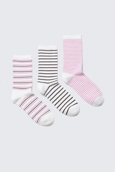 Monki 3-pack Striped Crew Socks