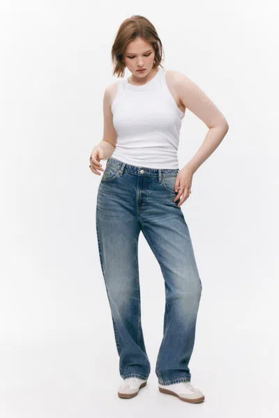 Monki Aimo Mid Straight Jeans In Blue