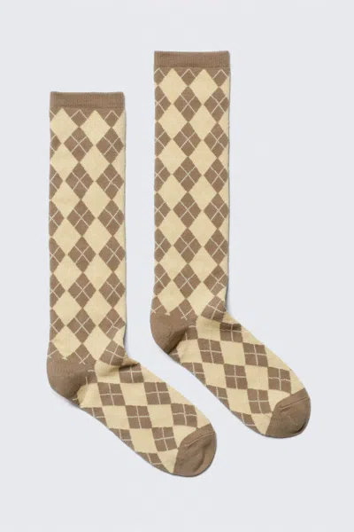 Monki Argyle Knee-high Socks
