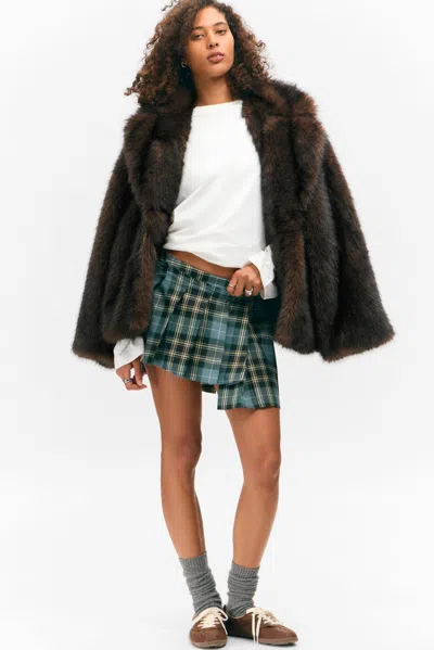 Monki Asymmetric Pleated Wrap Mini Skirt