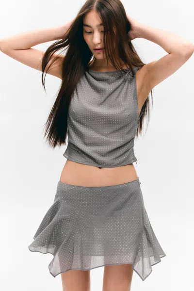 Monki Asymmetric Sequin Mini Skirt